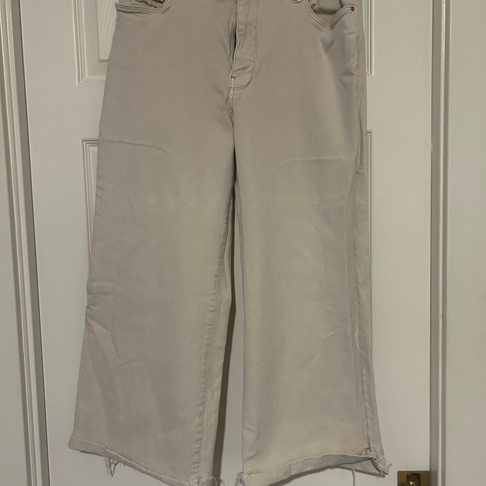 Kut from the Kloth Cream Flare Wide Leg Jeans